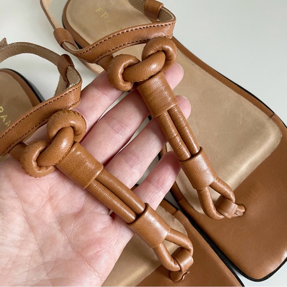 NEW FRAME Le Lunit T Strap Sandal Leather Thong Knot Square Toe Vacation - Picture 5 of 10